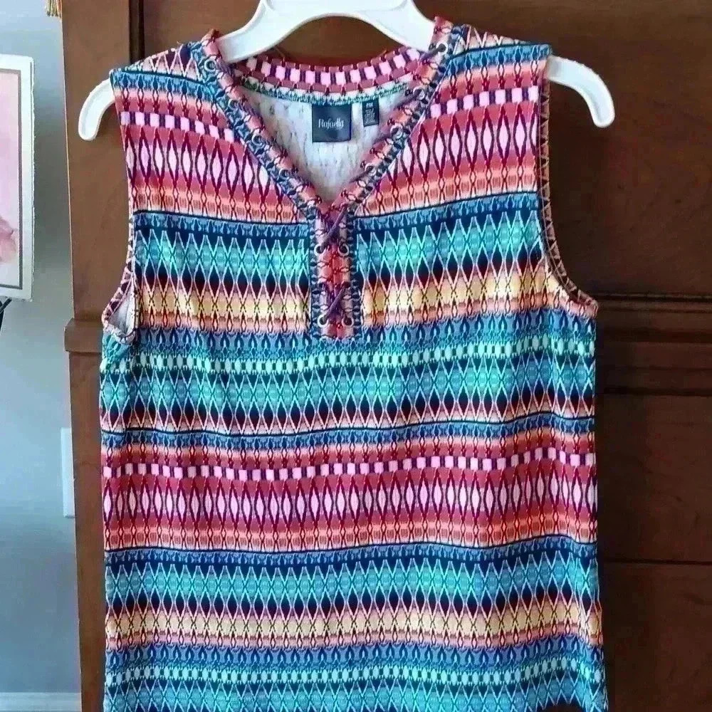 Rafaella Multicolor Striped Sleeveless Blouse